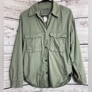 Abercrombie and Fitch shirt womens Sz Small snap front army green shacket cotton